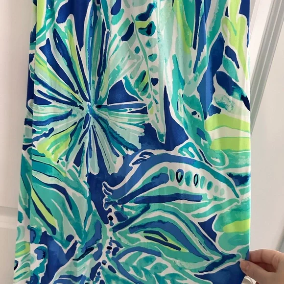 Lilly Pulitzer Blue Green Tropical Strapless Maxi Dress - Picture 4 of 5
